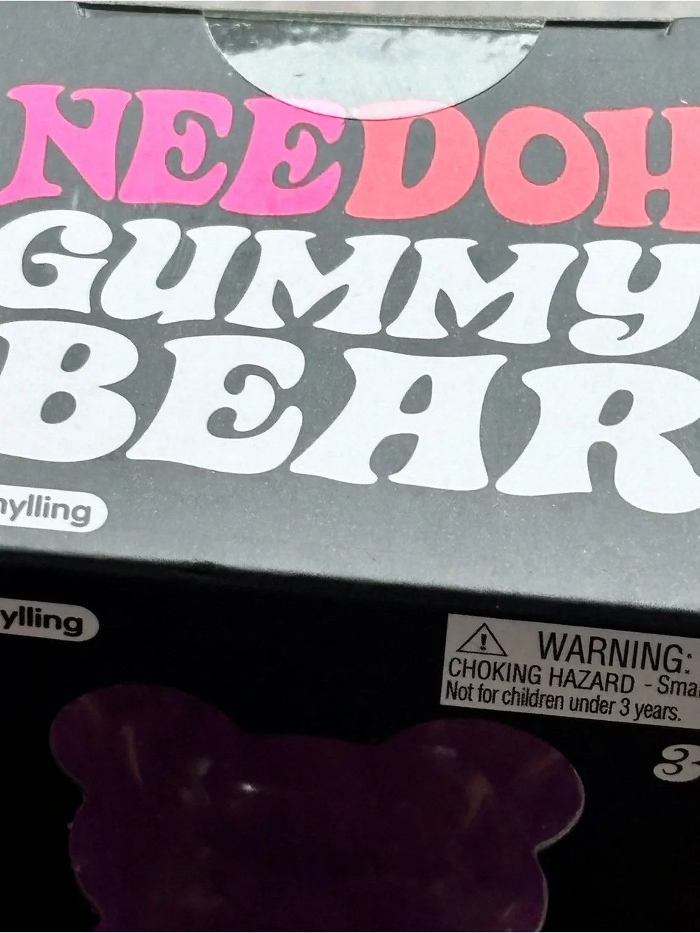 Original Needoh Schylling Squishy Squeezy Gooey Gummy Bear - Purple NIB